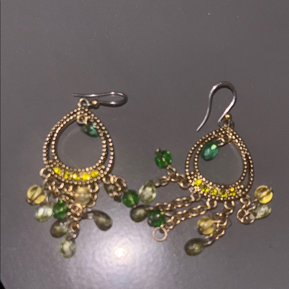 Green Chandelier Earrings
